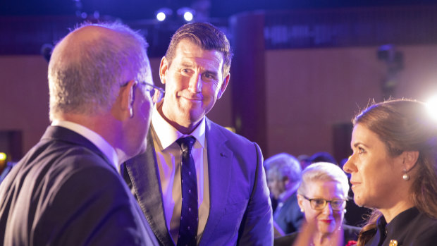 Ben Roberts-Smith speaks with Prime Minister Scott Morrison.