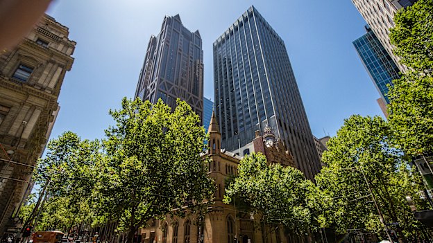 The Gothic Bank refurbishment at the corner of Queen and Collins streets.