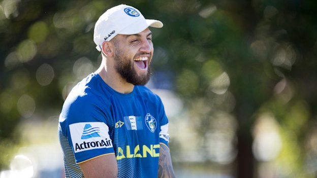 Bundle of energy: Blake Ferguson at Eels training.