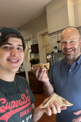 James Turnbull (right) and his son Max vote from their home in Hornsby.