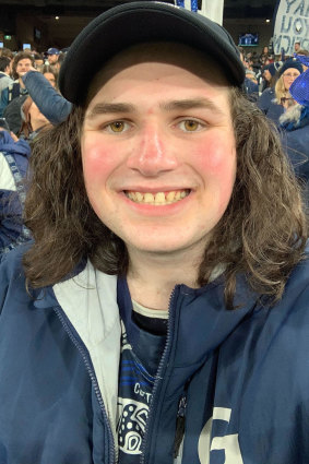 Geelong cheersquad member Jamie Law after the preliminary final.