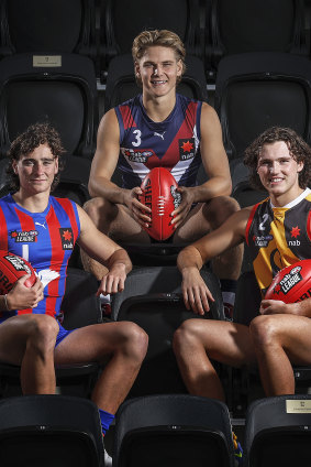 (from left) Elijah Tsatas, Will Ashcroft and Mitch Szybowski are all set to join AFL clubs in the upcoming draft.