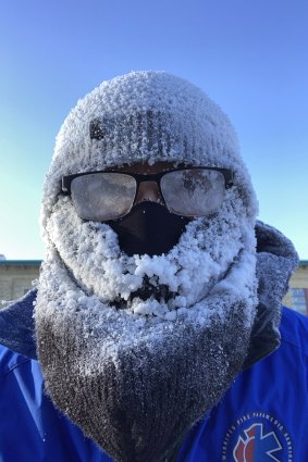 An icy selfie Junel Malapad took while running in Winnipeg.