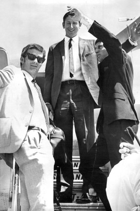 L-R: Ashley Mallett, Bill Lawry and Ian Chappell in 1969.