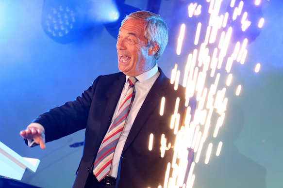 Nigel Farage addresses supporters and the media as Reform UK celebrates historic local election victories.