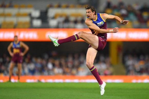 Joe Daniher starred for the Lions in their thumping win over Collingwood at the Gabba.