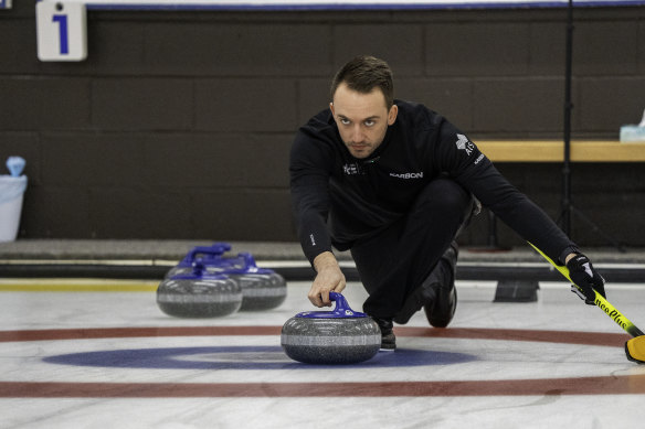 Dean Hewitt in action on the ice.