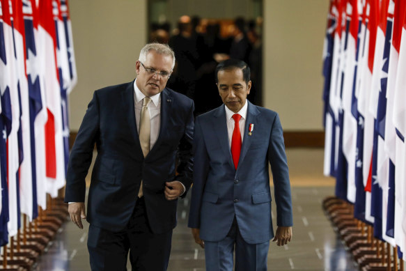 Then-prime minister Scott Morrison with Indonesia’s then-president Joko Widodo in 2020.