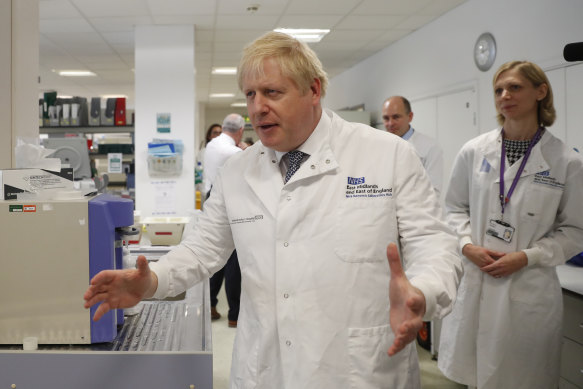 Boris Johnson visited a hospital in Cambridge on the day the UK was meant to exit the EU.