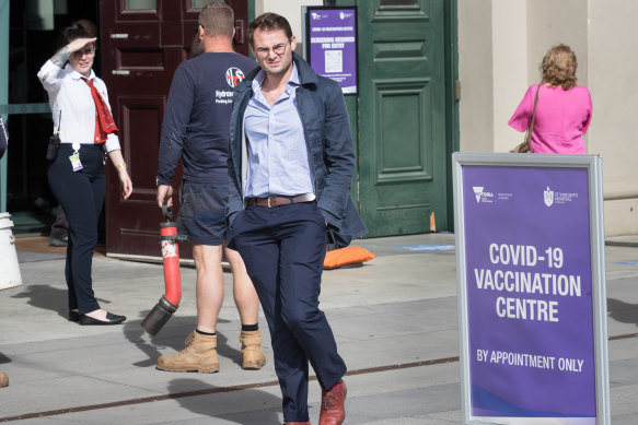 Josh De Bono, centre, was among those turned away in Victoria.