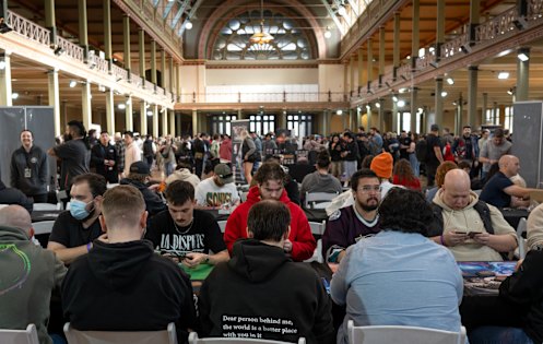 Analogue hobbies are not dead: Thousands of trading cards fans packed the Royal Exhibition Building.