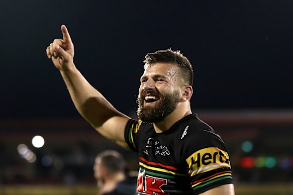 Sauce of irritation: Former Panther Josh Mansour was working as a ground announcer at CommBank Stadium.