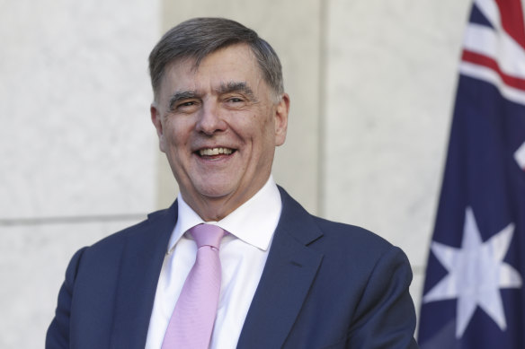 Professor Brendan Murphy in his last press conference as Chief Medical Officer.