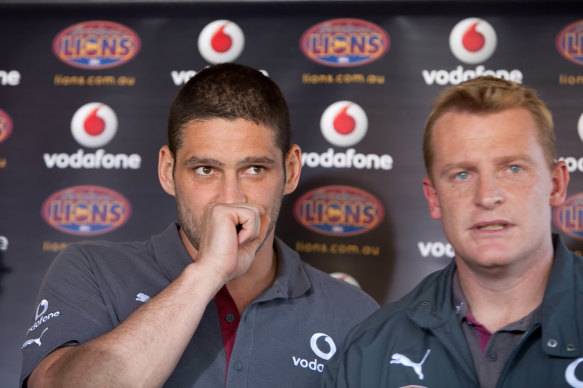 Brendan Fevola and Michael Voss during their Brisbane Lions days.