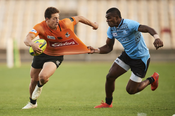 Mark Nawaqaintawse of NSW Country is tackled during the Round 3 NRC match between NSW Country and Fiji Drua at WIN Stadium in 2019.