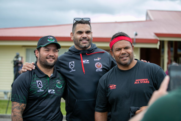 Issac Luke, Greg Inglis and Dean Widders during All Stars week.