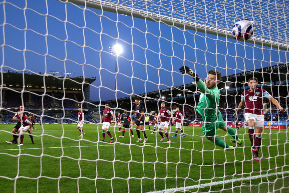 Burnley goalkeeper Will Norris could only watch on as Nathaniel Phillips’ header put Liverpool 2-0 up and on course for a Champions League spot.
