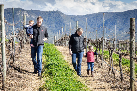 Shaun and Liz Silkman at their winery in the Hunter Valley.