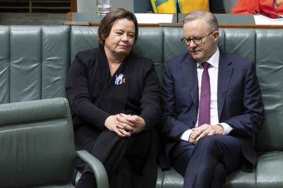 Resources Minister Madeleine King with Prime Minister Anthony Albanese.