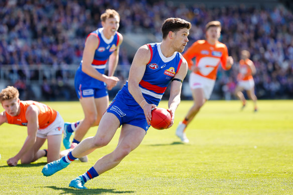 Taylor Duryea of the Bulldogs in action in the final home-and-away round.