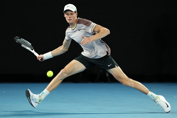 Jannik Sinner during the men’s singles final on Sunday night.