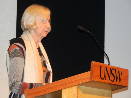 Flo Levy lecturing at UNSW Psychiatry 50th anniversary dinner, 2012.