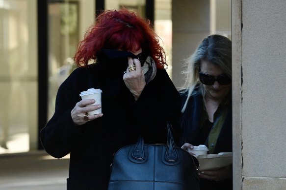 Justin Stein’s mother Annemie Stein (left) arrives at the NSW Supreme Court at Parramatta on Thursday.