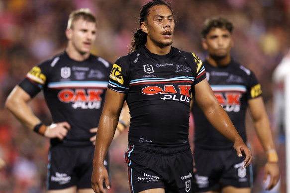 Penrith No.6 Jarome Luai was among the first to react following the alleged abuse of Latrell Mitchell.