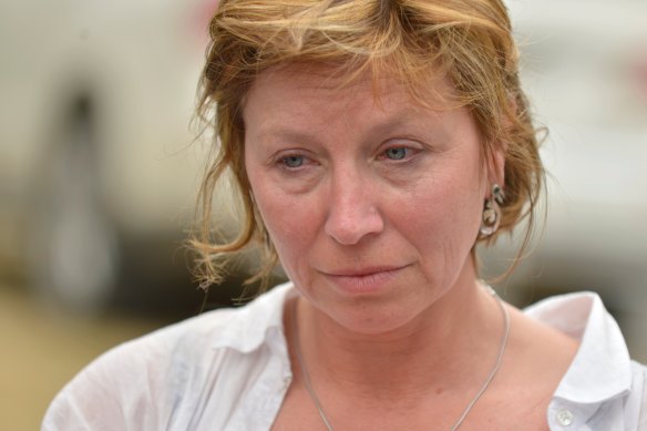 Rosie Batty speaking to media after her son, Luke, was killed in 2014.