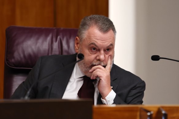 Commissioner Stuart Wood during the Commission of Inquiry into the CFMEU.