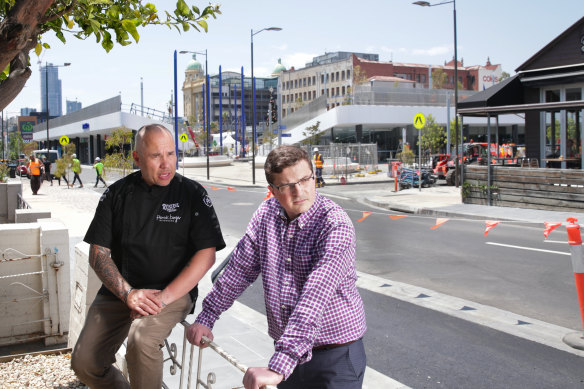 Local traders Pierrick Boyer and Jesse Hibbs are among those planning a class action against the council over losses incurred during the construction of Prahran Square.