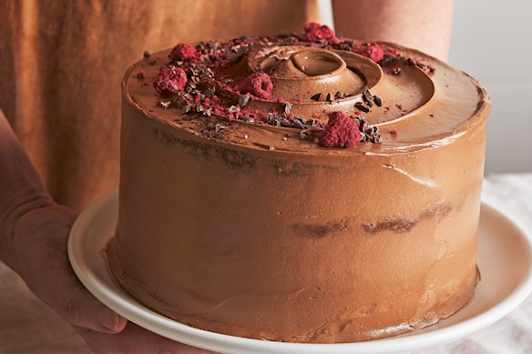 Cocoa sour cream layer cake from Beatrix Bakes: Another Slice by Natalie Paull (Hardie Grant Books, RRP $50.
