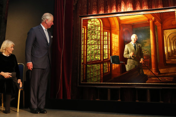 King Charles and Camilla unveil Ralph Heimans’ portrait, commissioned by Anthony Pratt, during a ceremony at Australia House in London in 2018.