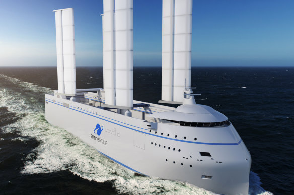 The Canopée 2 is a 121-metre-long cargo vessel that will boast four 363-square-metre wing sails.