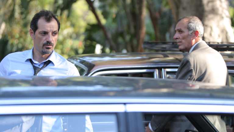 Adel Karam (left), as Toni, and Kamel El Basha as Yasser in Ziad Doueiri's Oscar-nominated film, The Insult.
