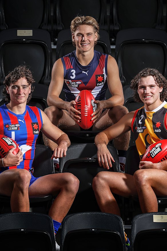 (from left) Elijah Tsatas, Will Ashcroft and Mitch Szybowski are all set to join AFL clubs in the upcoming draft.