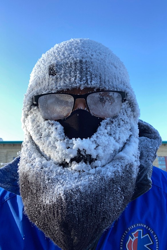 An icy selfie Junel Malapad took while running in Winnipeg.