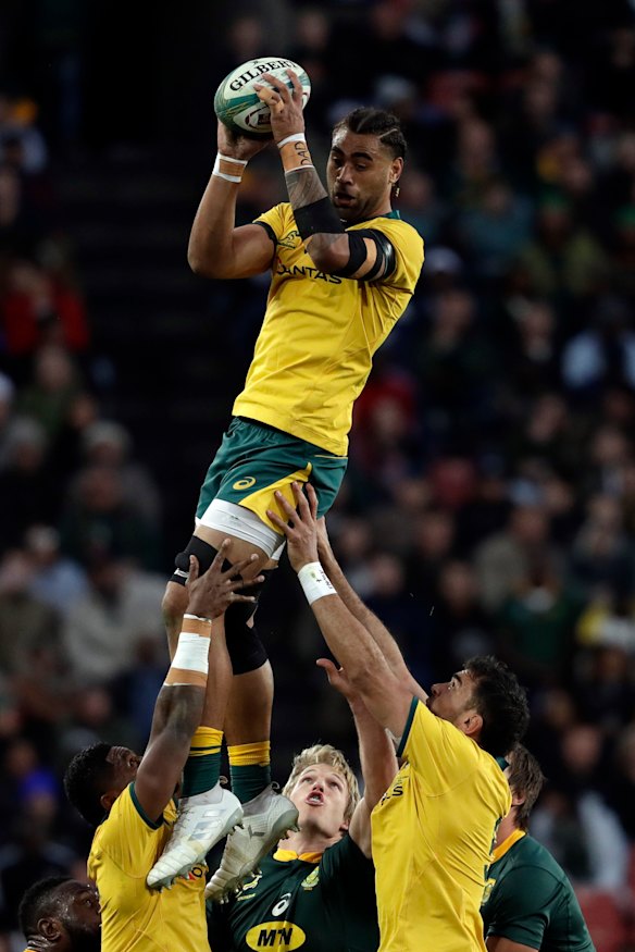 Stratospheric: Lukhan Salakaia-Loto is launched into the air to claim a lineout.