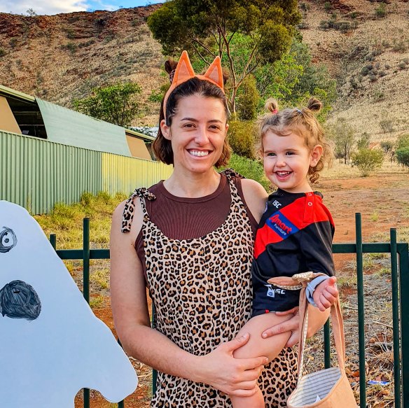 Hannah and her daughter Lennie, named in tribute to her mother, in Alice Springs, 2021. The siblings remain tight-knit.