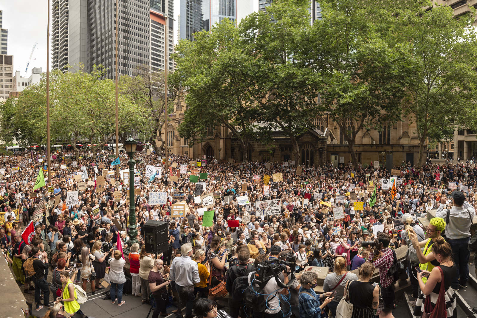 Thousands of protesters gathered at Town Hall on Wednesday.