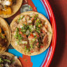 Carnitas tacos with pico de gallo.