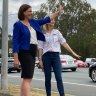 LNP leader Deb Frecklington with Aspley candidate Amanda Cooper near the intersection of Beams Road and Gympie Roads in Carseldine. The party has promised a $90 million overpass at the junction.