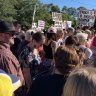 ‘Time to go Lammo’: Crowd rallies near Laming’s Qld office