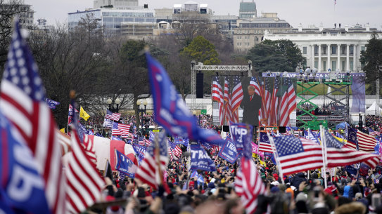 Trump supporters at the Ellipse, near the White House, before the rally turned into a riot at the Capitol building.