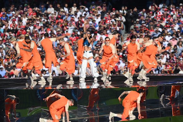 Katy Perry performing at the 2024 AFL Grand Final.