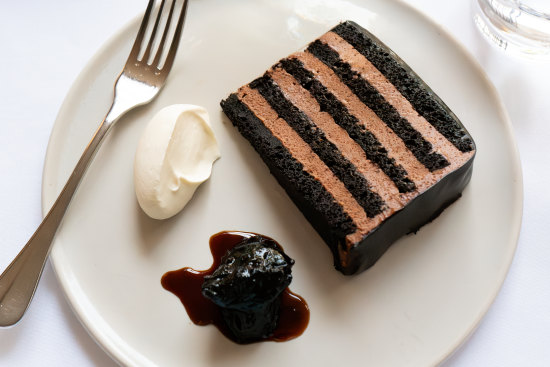 Chocolate gâteau at Cutler.