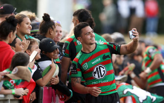 Why Souths fans should keep smiling: Kodi Nikorima with fans on the weekend
