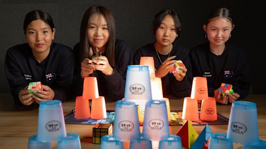 Enkhjin Batzorig, Enerel Batkhuyag, Nomin Tsendsugar and Marla Oyunbat compete in memory contests. 