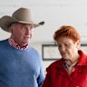  Pauline Hanson and Barnaby Joyce in downtown Albury after meeting business owners during the campaign for the seat of Farrer in a by-election in NSW.