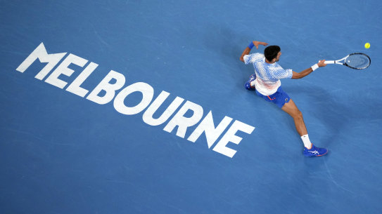 Novak Djokovic in full flight.